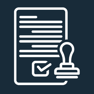certification with checkmark by stamp